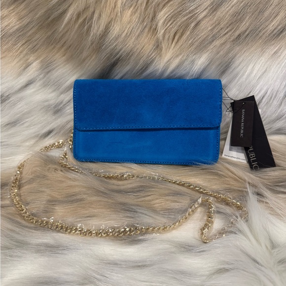 Banana Republic Handbags - Banana Republic Blue Suede Wallet on Gold Chain